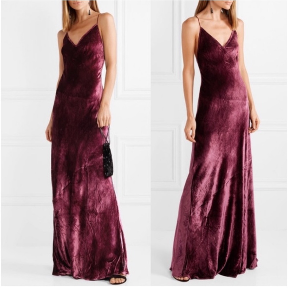 CAMI NYC Serena burgundy velvet maxi dress